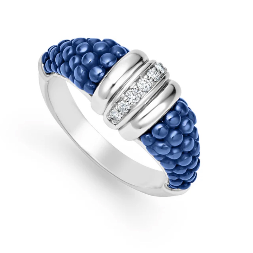 Blue Caviar Ultramarine Ceramic Diamond Stacking Ring 750$